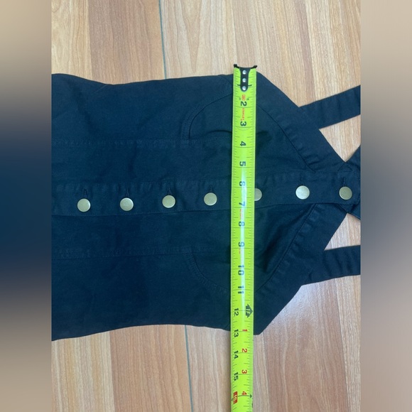 Retro Vintage style Olivaceous bodycon bottom front denim mini dress size small - Picture 4 of 6